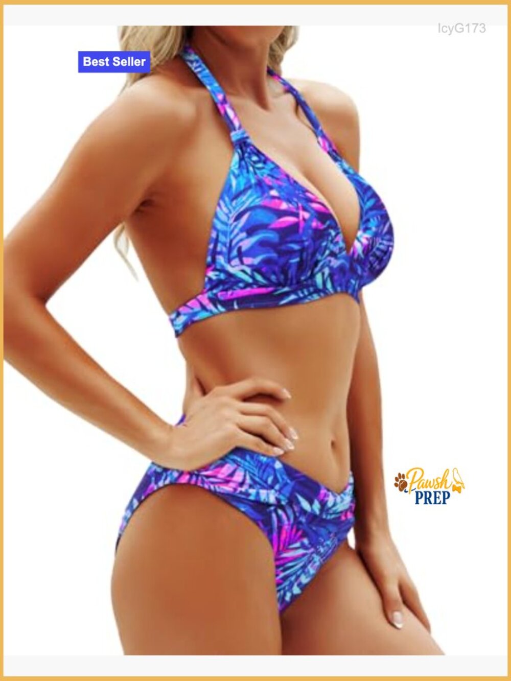 Halter Push Up Bikini Set Two Piece Vintage Swimsuit - Picture 4 of 7